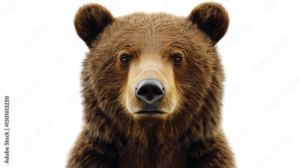 Brown bear staring with intense gaze on transparent background Brown bear staring with intense gaze on transparent background