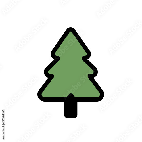 Stylized evergreen tree illustration, nature and tranquility