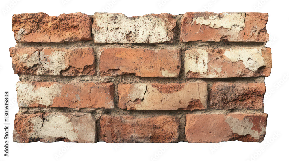 Obraz premium A rustic wall texture blending warm terracotta and soft neutrals, giving a vintage ambiance, isolated on white --ar 16:9