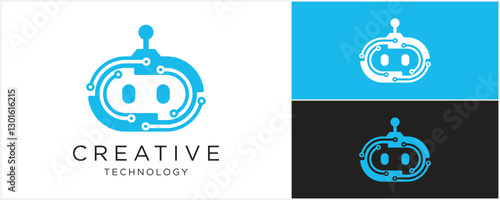 Robot logo template design vector