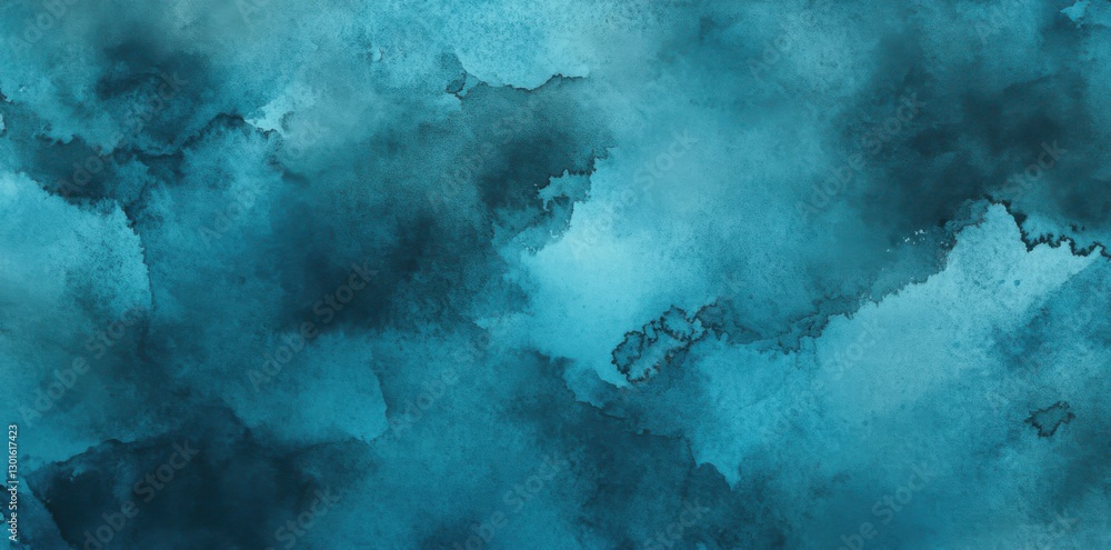 Obraz premium Abstract blue watercolor background, with dark teal and light turquoise colors