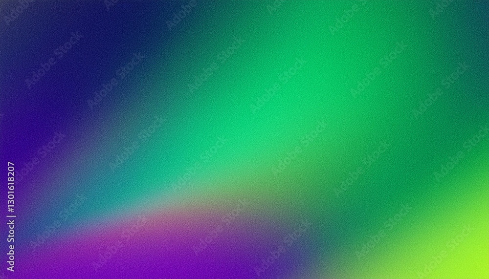 Fototapeta premium Grainy gradient background green purple blue cyan abstract color wave black backdrop, noisy texture banner header poster design