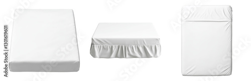 White Bedding Set for Modern Interior Design Theme Isolated on transparent background