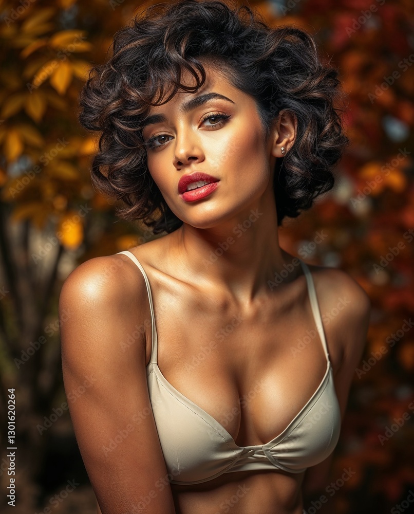 Confident and elegant woman posing outdoors. Generative AI