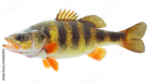 Yellow perch fish swimming with transparent background