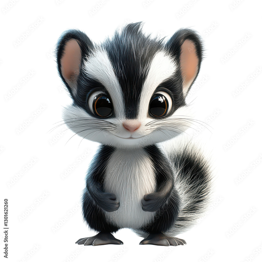 3D Skunk character isolated on transparent background, PNG 3D Skunk character isolated on transparent background, PNG