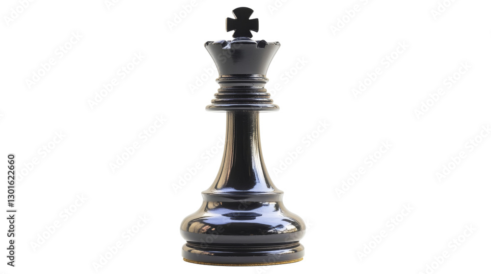 Black king chess piece standing on transparent background