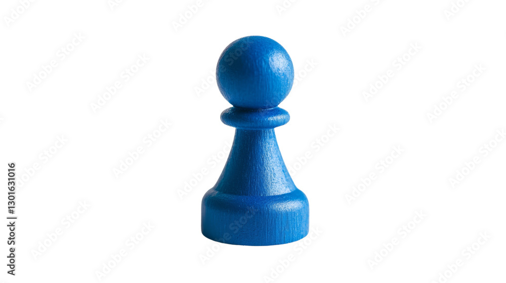 Blue pawn standing on transparent background representing strategy and planning Blue pawn standing on transparent background representing strategy and planning