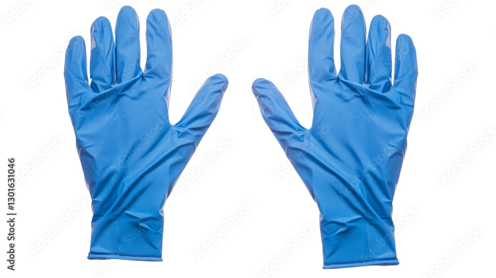 Obraz premium Two blue nitrile gloves open on transparent background