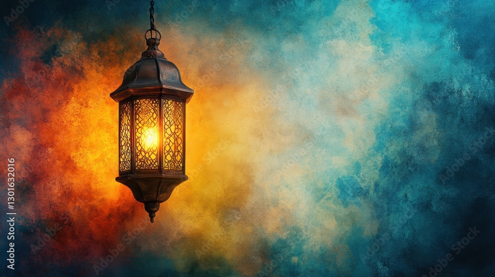 A Vibrant Lantern Illuminating a Beautifully Textured Background with Colorful Hues and Mystical Ambiance A Vibrant Lantern Illuminating a Beautifully Textured Background with Colorful Hues and Mystical Ambiance
