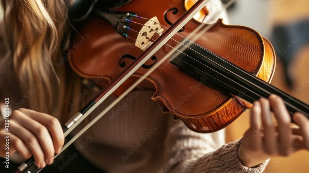 Close-up of woman's hands playing violin. Close-up of woman's hands playing violin.