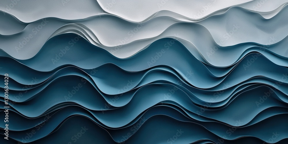Abstract background with blue and gray wavy patterns, waves of paper Abstract background with blue and gray wavy patterns, waves of paper