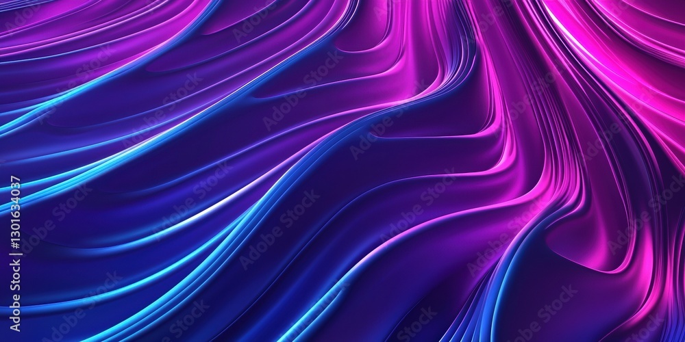 Fototapeta premium Abstract background with neon blue and purple waves, creating an elegant and modern wallpaper design