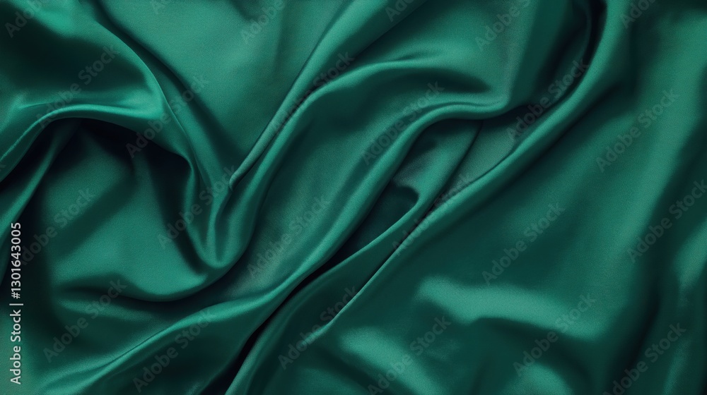 Obraz premium Elegant emerald green satin fabric with soft folds and silky texture