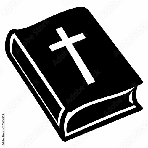 an illustration of the bible with a white cross, representing faith and religious scripture vector illustration