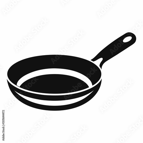 a minimalistic illustration of a black frying pan, perfect for culinary projects vector illustration
