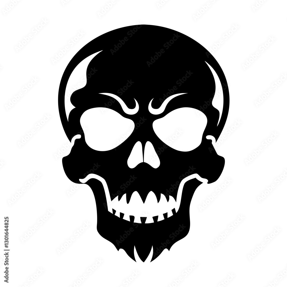 a black skull illustration with sharp teeth on an isolated background, with the shape in front view vector illustration a black skull illustration with sharp teeth on an isolated background, with the shape in front view vector illustration