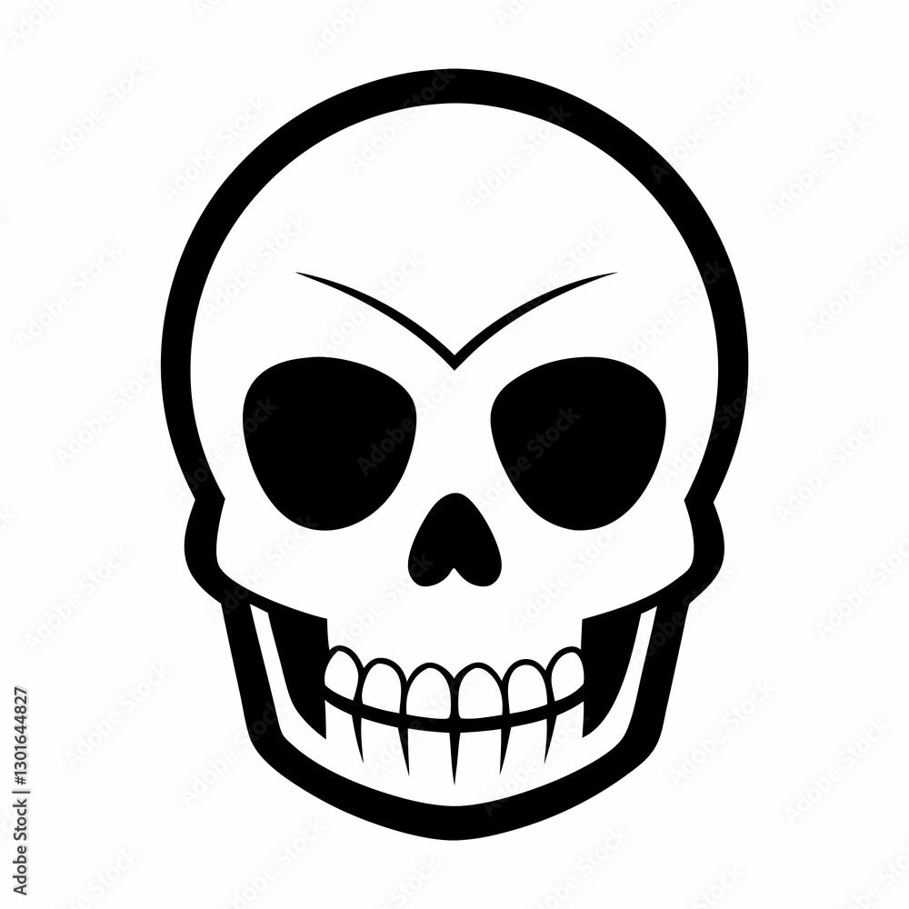 Fototapeta premium a stylized skull illustration. It is a stark black and white image, with the skull's features clearly defined. The image may be used for Halloween decorations vector illustration