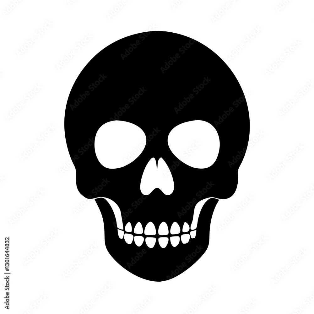 black skull illustration or icon with clean design and symmetrical form vector illustration black skull illustration or icon with clean design and symmetrical form vector illustration