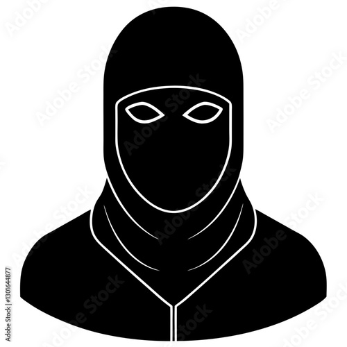 a woman wearing a niqab with only her eyes visible, vector style. This minimalist illustration showcases the modest attire and cultural significance vector illustration