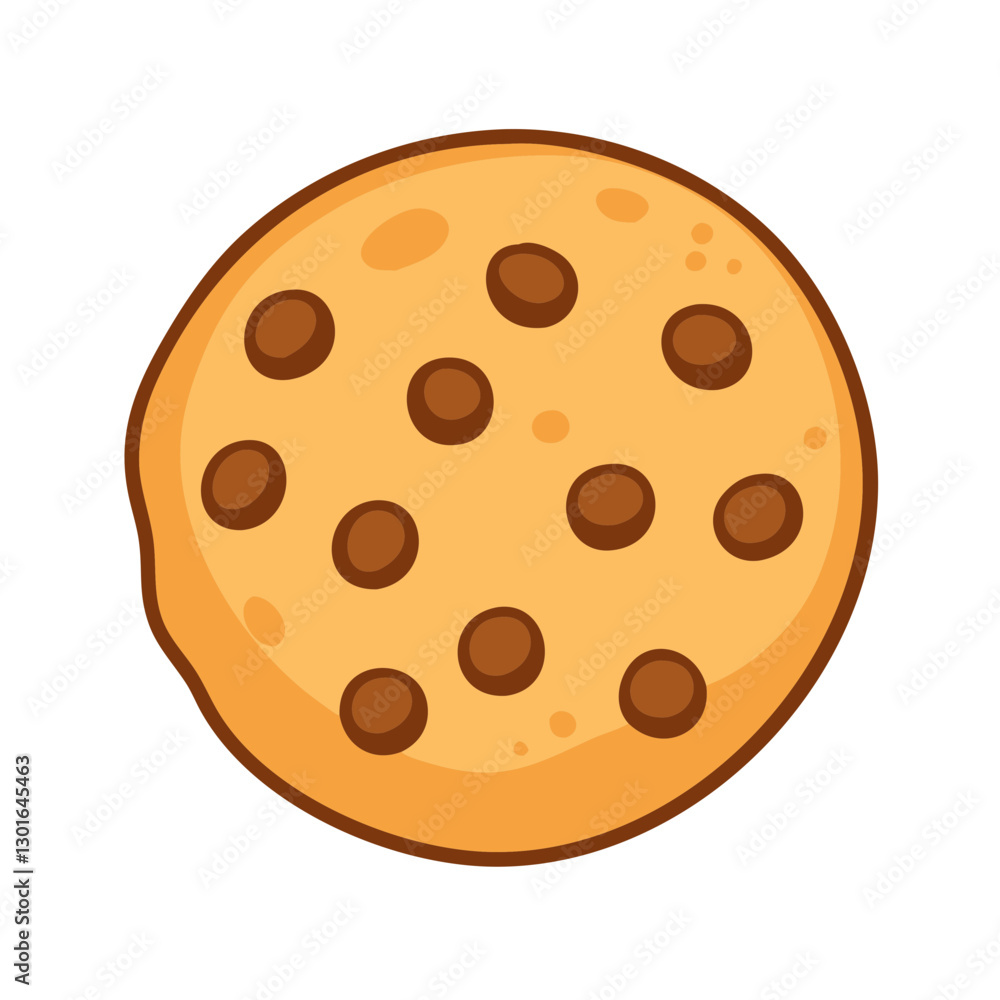 a close-up illustration of a delicious chocolate chip cookie with brown spots vector illustration a close-up illustration of a delicious chocolate chip cookie with brown spots vector illustration