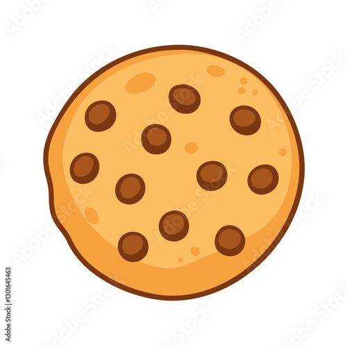 a close-up illustration of a delicious chocolate chip cookie with brown spots vector illustration