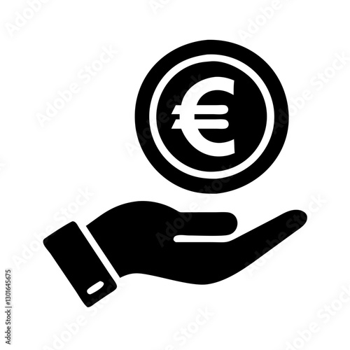 a hand holding a euro coin, symbolizing wealth, finance, and economic concepts. The euro coin is prominently displayed on the palm vector illustration