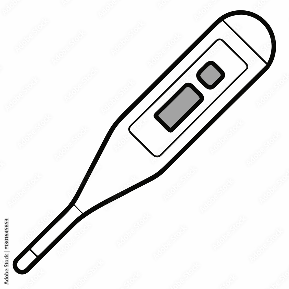 digital thermometer, a simple outline in black and white. It is a device for measuring body temperature vector illustration digital thermometer, a simple outline in black and white. It is a device for measuring body temperature vector illustration