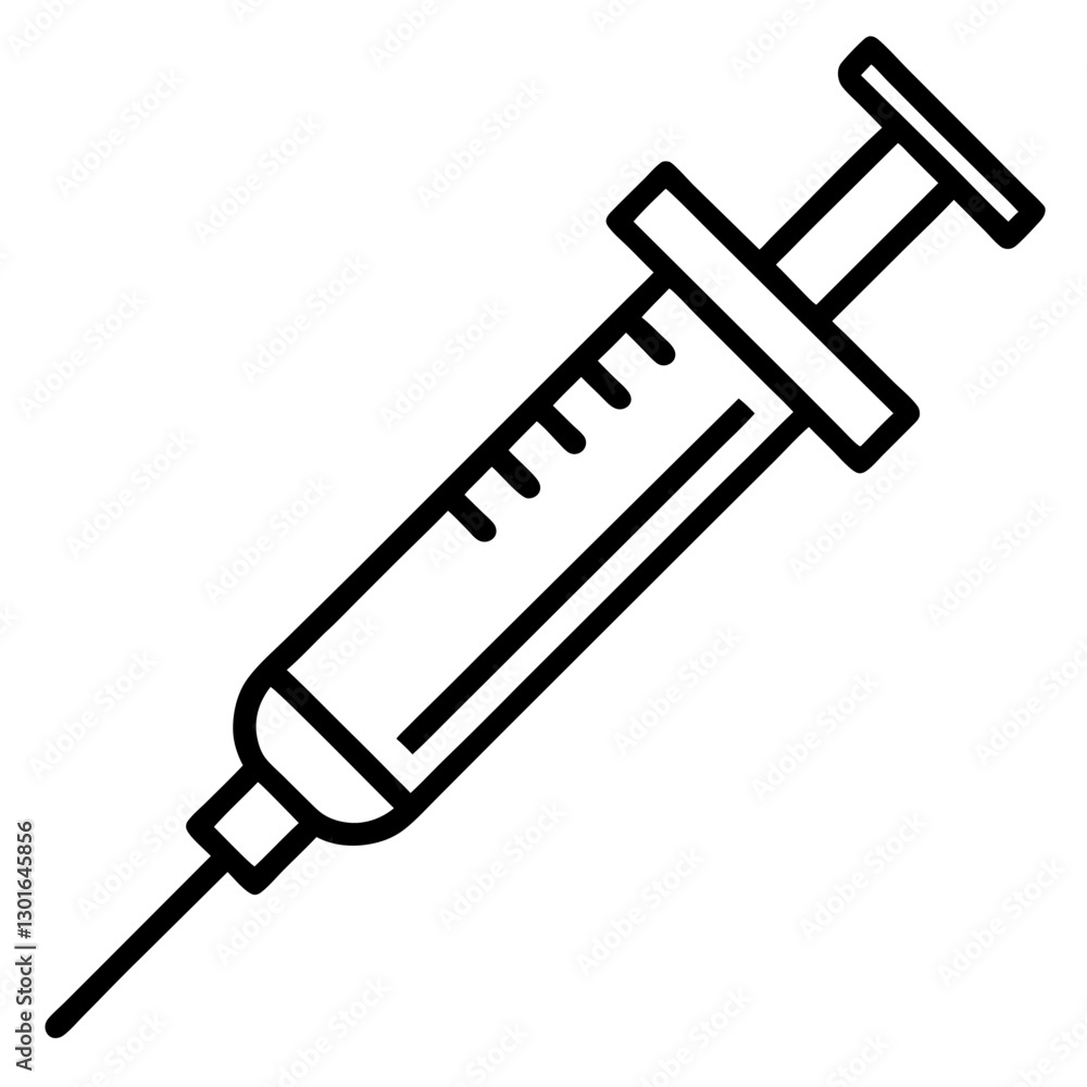 a black line art of a syringe, symbolizing vaccination and medical treatment vector illustration a black line art of a syringe, symbolizing vaccination and medical treatment vector illustration