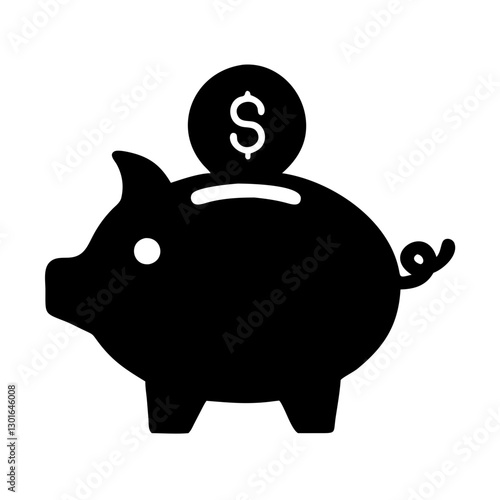 a classic piggy bank with a coin on top indicating savings and financial security vector illustration