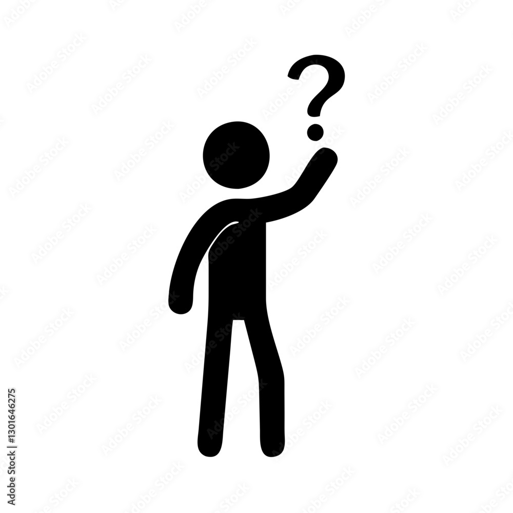 a stick figure with a question mark above its head, representing confusion and uncertainty vector illustration a stick figure with a question mark above its head, representing confusion and uncertainty vector illustration