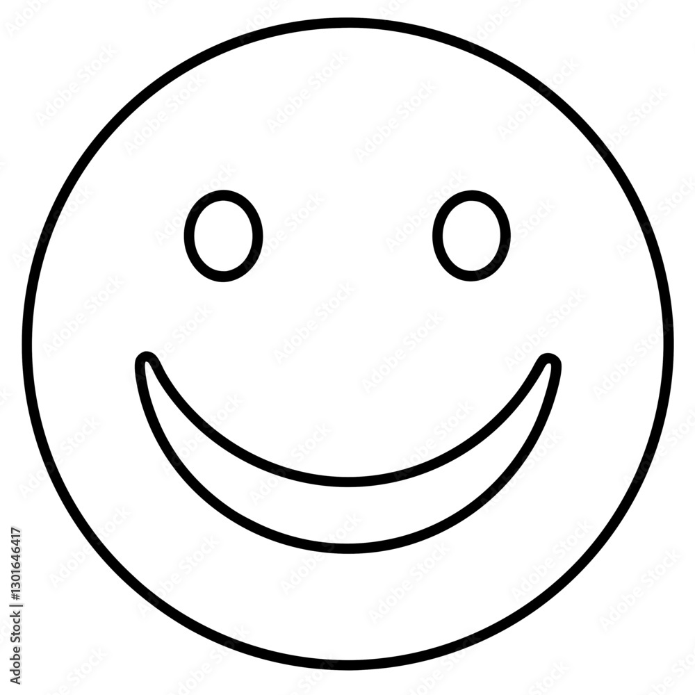 an outlined simple happy face emoticon, a universal symbol of joy vector illustration an outlined simple happy face emoticon, a universal symbol of joy vector illustration