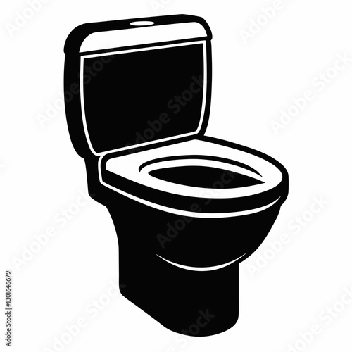 a modern black and white toilet, clean design and minimalist illustration of a toilet, showcasing its sleek lines vector illustration