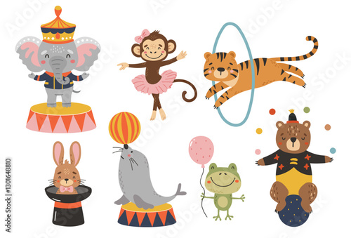 Circus animals clipart, Circus set collection vector, Cute animals, Carnaval clipart
