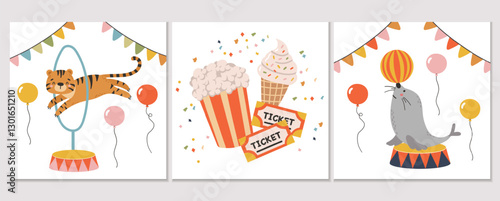 Circus animals clipart, Circus set collection vector, Cute animals, Carnaval clipart