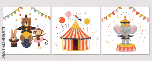 Circus animals clipart, Circus set collection vector, Cute animals, Carnaval clipart