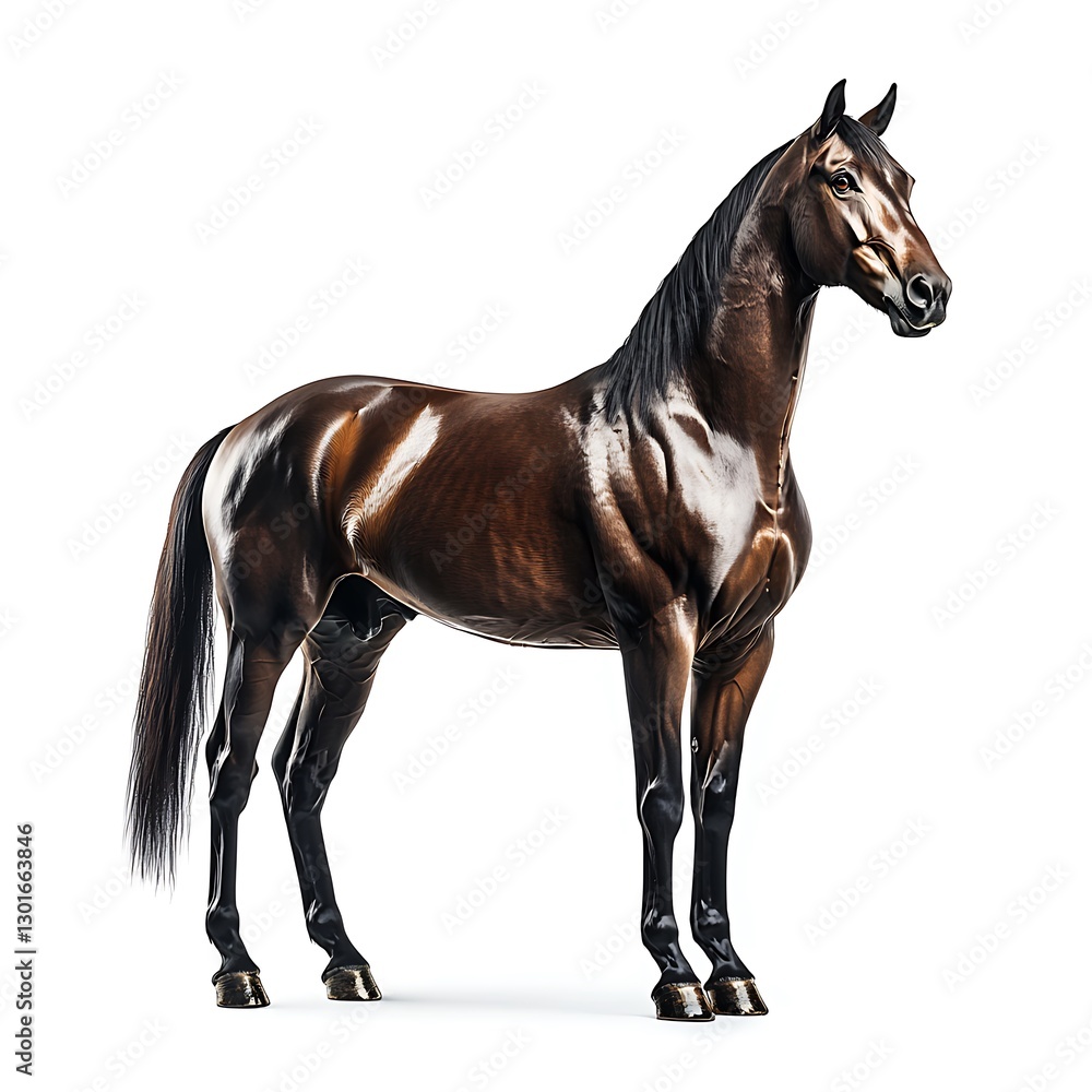 Obraz premium Majestic Brown Horse with Glossy Coat Standing Proudly in Profile