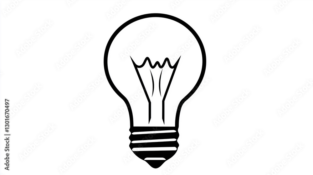 Minimalistic Illustration of a Light Bulb on a White Background, Symbolizing Bright Ideas and Innovation Minimalistic Illustration of a Light Bulb on a White Background, Symbolizing Bright Ideas and Innovation