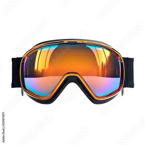 Minimalist Ski Goggle Frame isolated on transparent background, PNG