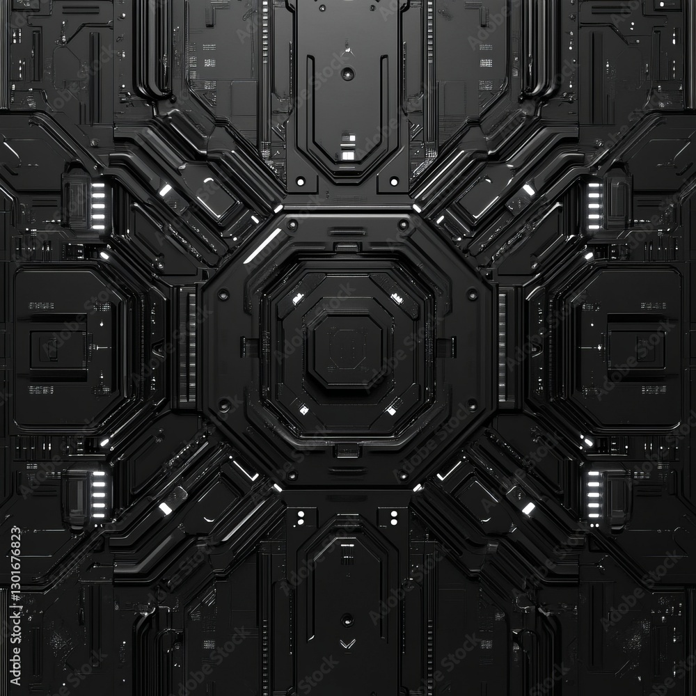Fototapeta premium Circuit board futuristic technology background. 3d rendering black and white
