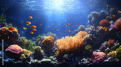 Wallpaper Mural Vibrant coral reef teeming with fish underwater (1) Torontodigital.ca