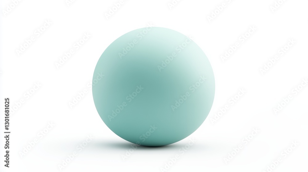 Mint Green 3D Sphere Levitating on White Background Mint Green 3D Sphere Levitating on White Background