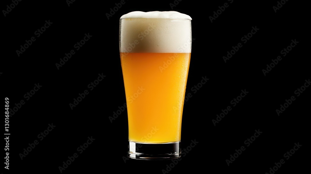 Light beer in tall glass, studio shot, black background Light beer in tall glass, studio shot, black background