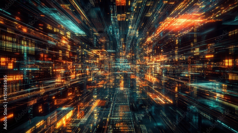 Futuristic cityscape with glowing lights and dynamic energy in motion Futuristic cityscape with glowing lights and dynamic energy in motion