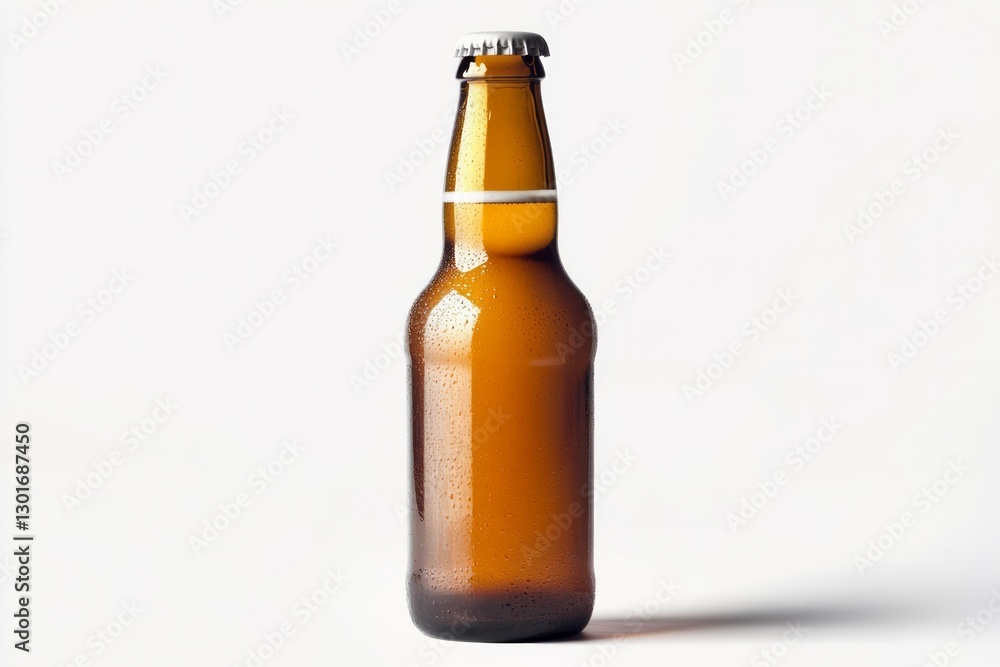 Brown glass bottle on white background. Artificial Intelligence Brown glass bottle on white background. Artificial Intelligence