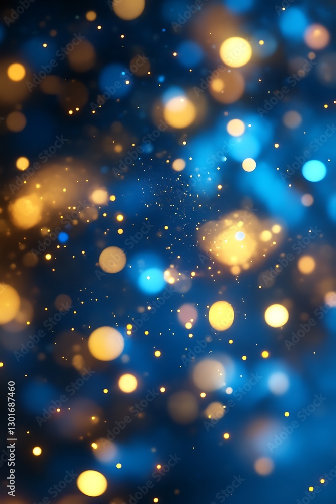 Obraz premium Blue and Gold Bokeh Lights Abstract Background Image