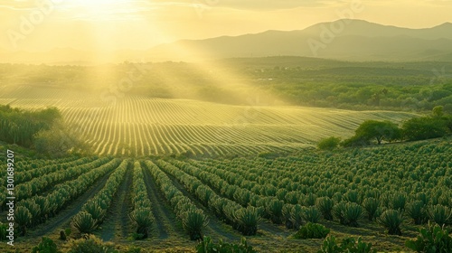 Wallpaper Mural Sunrise over rows of agave fields in rural Mexico Torontodigital.ca