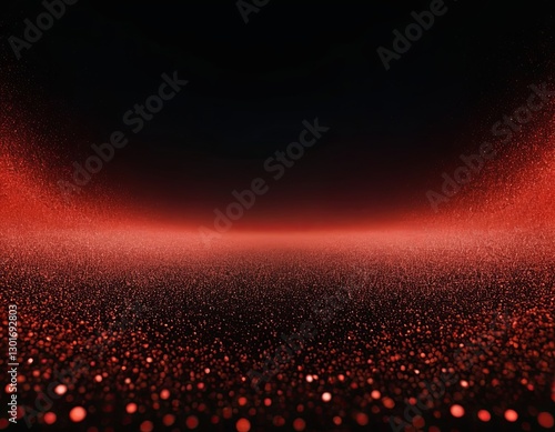 A mesmerizing gradient of red particles dispersing into the darkness.