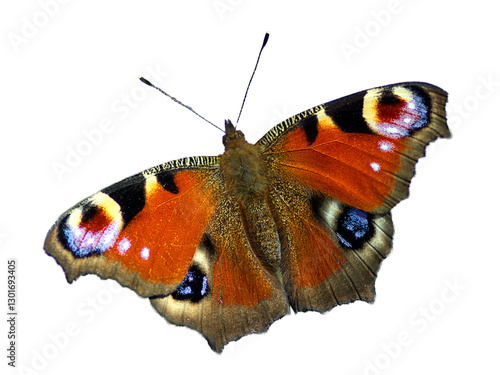 Peacock butterfly isolated with transparent background, Aglais io