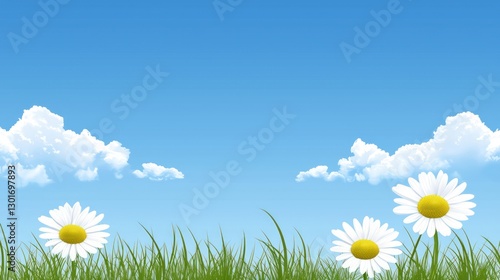 Sunny day meadow with daisies